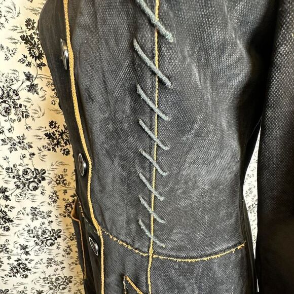 Pretty Black Suede Knee Length Coat sz S - Picture 8 of 9